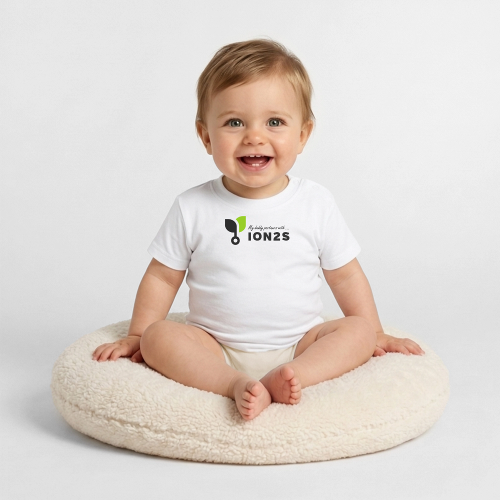ion2s Basics 🟢 Baby T-Shirt MY DADDY WORKS AT ION"S